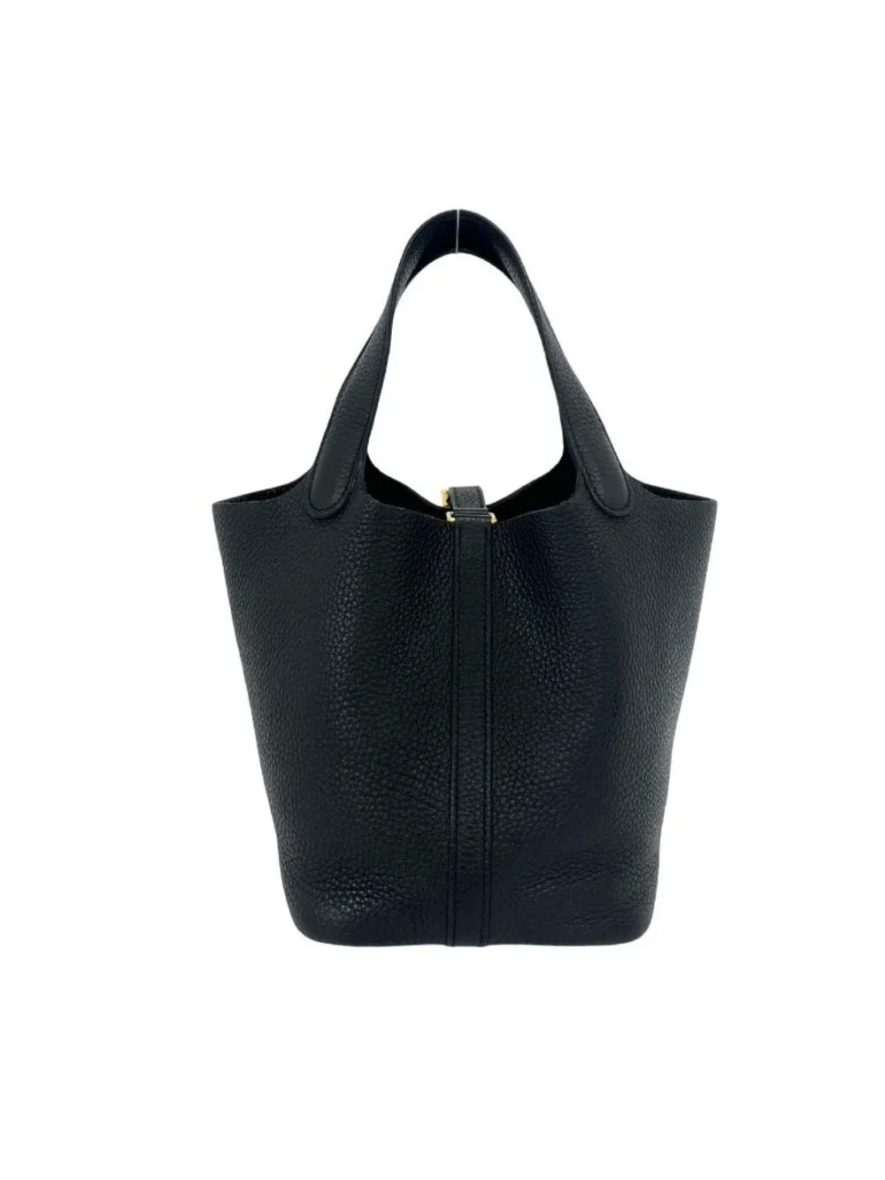 Hermes Picotin Lock PM Taurillon Clemence Leather Handle Tote Bag Black